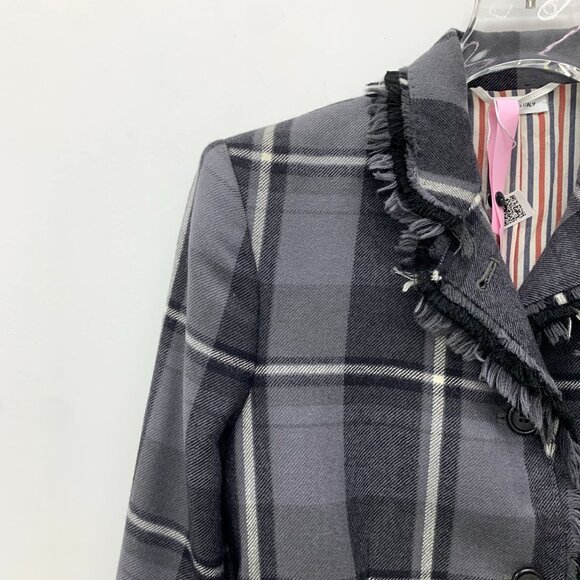 CW0711 Thom Browne Plaid Fringed Wool Blazer Jacket - Picture 3 of 8